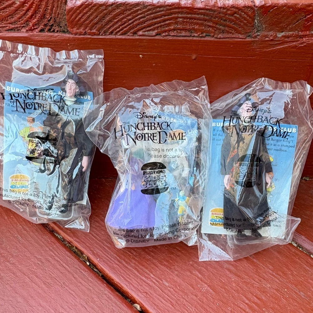 Burger King Kids Meal Vintage 1996 3 Hunchback Of Notre Dame Characters Sealed